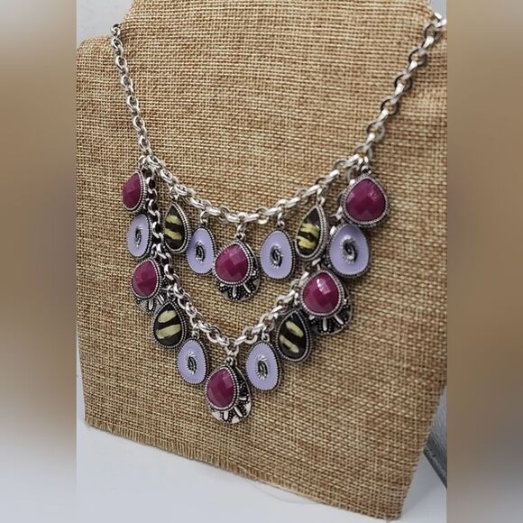 Premier Designs 16"+3" Statement Necklace Multicolored NWOT Bohemian Reversible - Picture 3 of 14